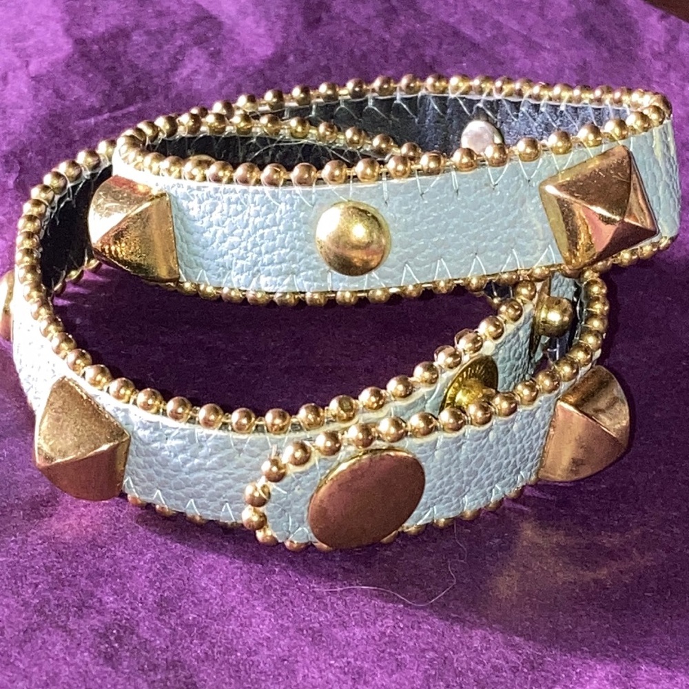 Yik Fung leather wrap bracelet baby blue